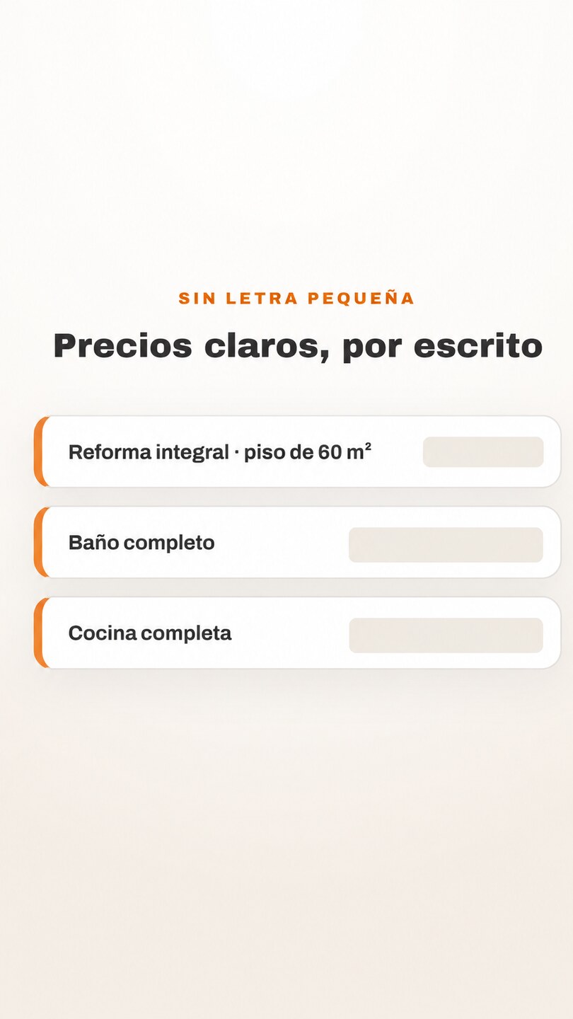 Demostración que presenta precios de servicios con claridad